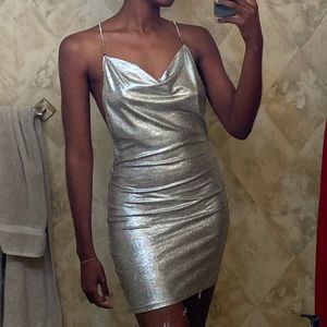 SIZE 6 sparkly mini dress with rhinestone straps that cross in back from Shein